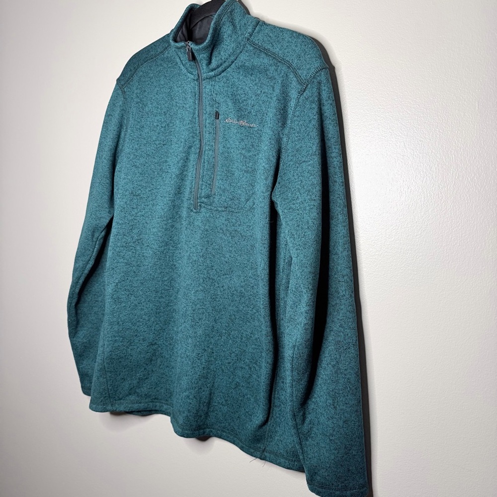Eddie Bauer Teal Green Heather Quarter-Zip Pullover